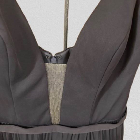 Deep Illusion Neckline A line skirt Bridesmaid Dress - Picture 9 of 16